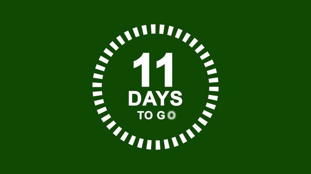 Countdown Timer 111 Seconds White Graphic Element Green Background Animated Progress Circle video