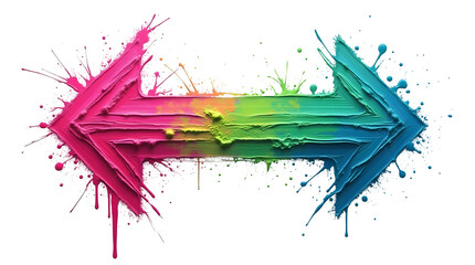 Two opposite arrows colorful paint splatters texture graphic design element Vector illustration Isolated on white background
