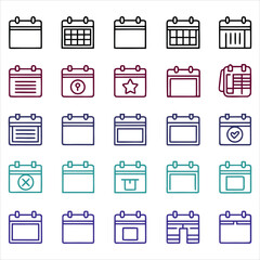 Calendar icons various styles planning schedule