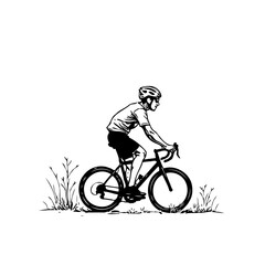 Fototapeta premium Silhouette of cyclist riding bicycle outdoor for exercise and recreation with nature scenery