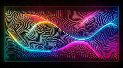 Vibrant neon abstract wave forms pulse with dynamic energy, creating a stunning, modern digital art piece for tech and design inspiration.