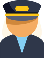 Faceless illustration of a female train conductor wearing a uniform hat