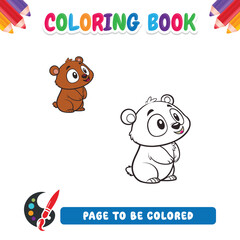 Coloring book for kids, teddy bear vector