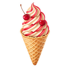 Swirled Cherry Ice Cream Cone A Delicious Summer Treat