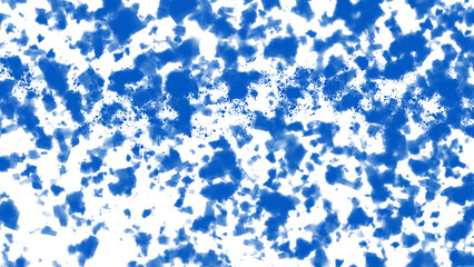 Abstract blue splatter pattern isolated on transparent background, creating a dynamic design