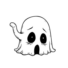 Whimsical ghost illustration with a touch of melancholy capturing spooky season charm and playful