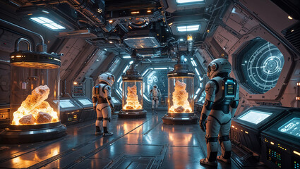 Futuristic Space Laboratory Refining Minerals