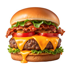 Juicy Bacon Cheeseburger with Melted Cheese and Fresh Toppings