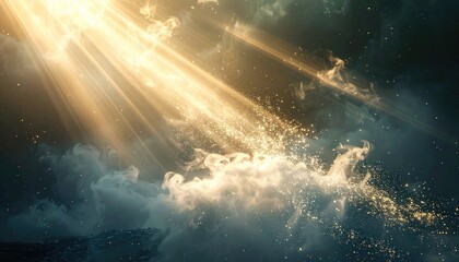 Golden Light Rays Breaking Through Dark Clouds
