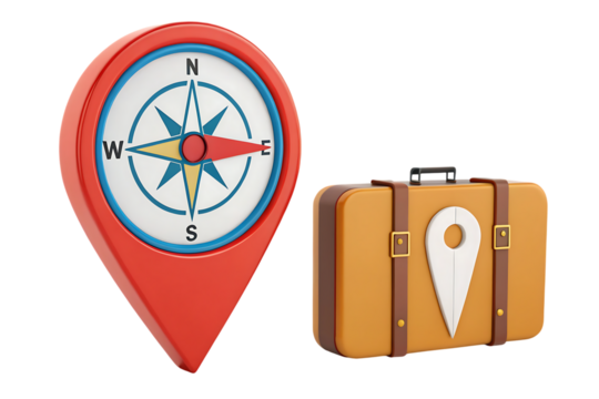 Destination map pointer icon 3d rendering creative travel design
