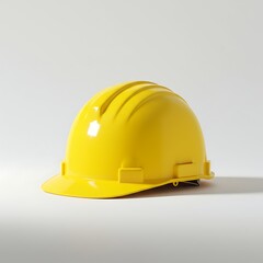 Fototapeta premium Yellow Hard Hat Protecting Head on White Background