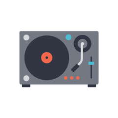 Fototapeta premium Modern gray turntable for djs with controls buttons and stylus, perfect for musicrelated designs, websites, and promotional materials.