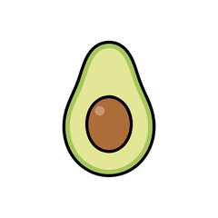 Flat illustration of an avocado in natural colors isolated on white background