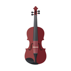 Fototapeta premium Brown violin with black tuning pegs and strings, suitable for musicrelated designs and projects requiring an elegant musical instrument element.