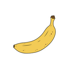 Flat illustration of a banana in natural colors isolated on white background