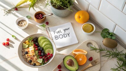 Fresh and Colorful Healthy Food Arrangement for Wellness and Nutrition Inspiration