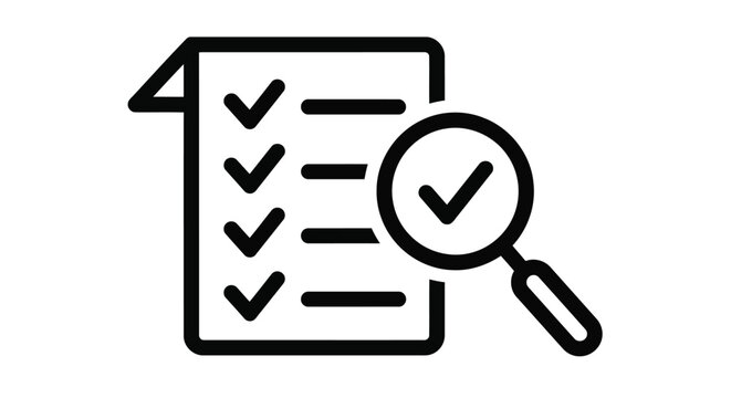 Checklist with magnifying glass
