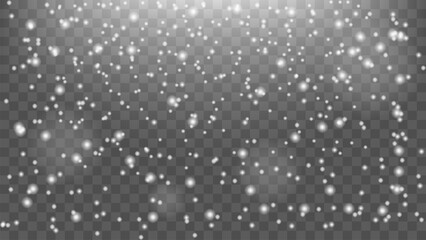 snow falling on transparent background snowflakes