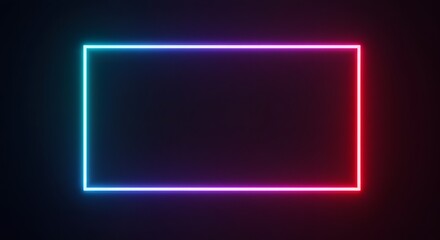 Vibrant Neon Rectangle Frame on Dark Background.