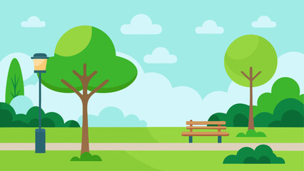 Obraz premium Illustration of park scene with trees