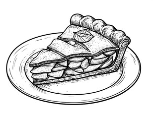 Detailed illustration of an apple pie slice