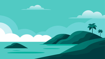 Landscape view of tropical island and sea