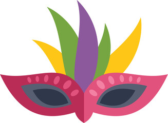 Vibrant carnival mask with colorful feathers, celebrating festive traditions and joyful masquerades