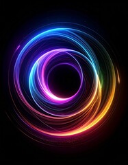 A colorful glowing abstract sphere spinning in the darkness, resembling a neutron star. The orb radiates vibrant light in multiple hues&mdash;blue, purple, pink, orange, and green&mdash;swirling together.