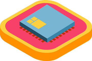 Semiconductor Production Isometric Icons - Manufacturing and Electronics Industry