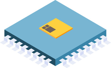 Semiconductor Production Isometric Icons - Manufacturing and Electronics Industry