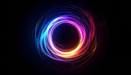 A colorful glowing abstract sphere spinning in the darkness, resembling a neutron star. The orb radiates vibrant light in multiple hues&mdash;blue, purple, pink, orange, and green&mdash;swirling together.