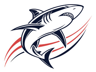 Naklejka premium A dynamic, stylized illustration of a shark.