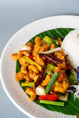 fried chicken with vegetables