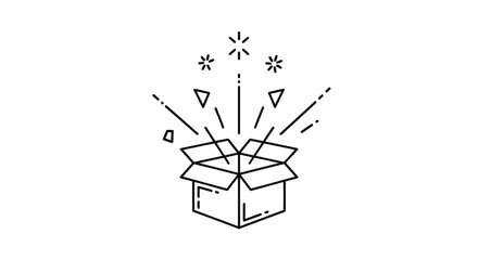 An open box with sparkles, representing surprise