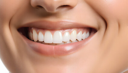 Obraz premium Radiant Smile: Close-up shot of a person's beaming smile, capturing perfect teeth and a confident expression.
