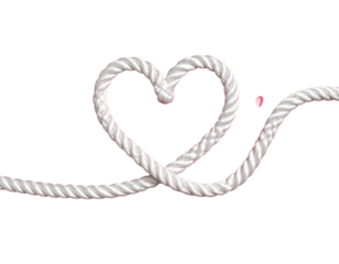 Love Concept with Heart-Shaped Rope on Red Surface