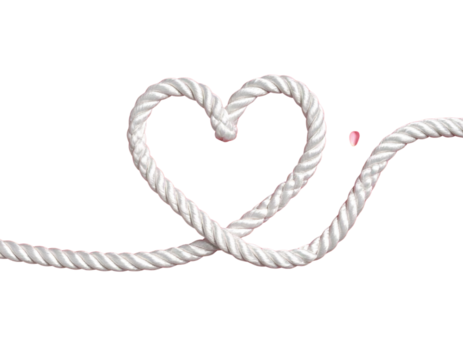 Love Concept with Heart-Shaped Rope on Red Surface