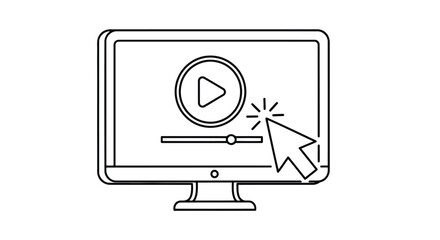 Illustration of a computer screen with a play button