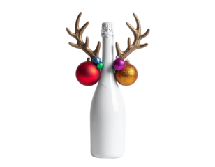 Minimal New Year Celebration with Decorative Champagne Bottle