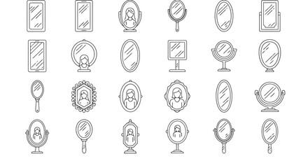 Collection of mirror icons and illustrations