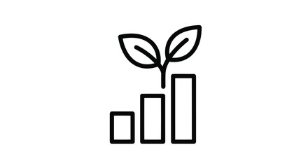 Growing bar graph with plant for business growth