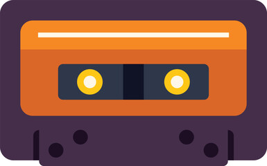 Orange and purple audio cassette represents vintage music technology and evokes feelings of nostalgia