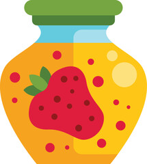 Strawberry jam in a glass jar, showing seeds and vibrant color, perfect for breakfast or dessert