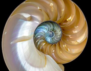 Detailed nautilus shell, intricate spiral