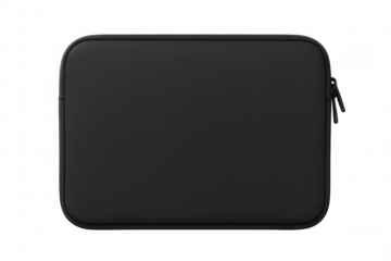 Black laptop sleeve mockup for device protection and portable storage, displaying personal electronics accessory
