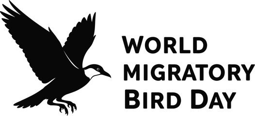 World Migratory Bird Day celebration with soaring bird silhouette