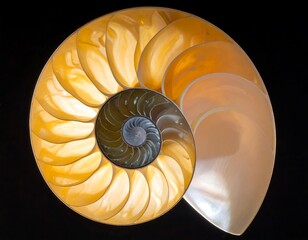 Detailed nautilus shell spiral