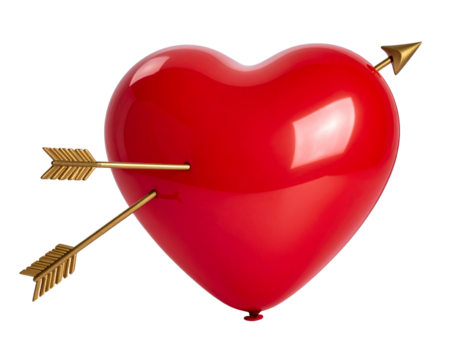 Romantic Heart Balloon and Cupid Arrow Illustration