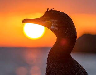 Silhouette of bird at sunset (2)