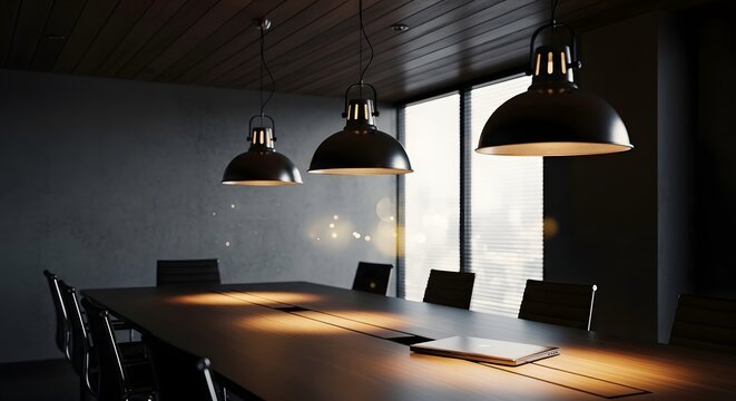 Atmospheric Conference Room with Dramatic Lighting
